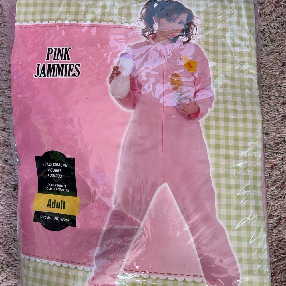 Adult Halloween Costume. “Big Baby” Pink Jammies with Pacifier. .